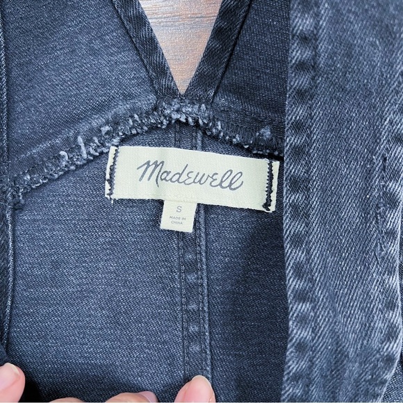 Madewell • Skinny Overalls in Lunar Wash faded black denim stretch side zip - Picture 6 of 12